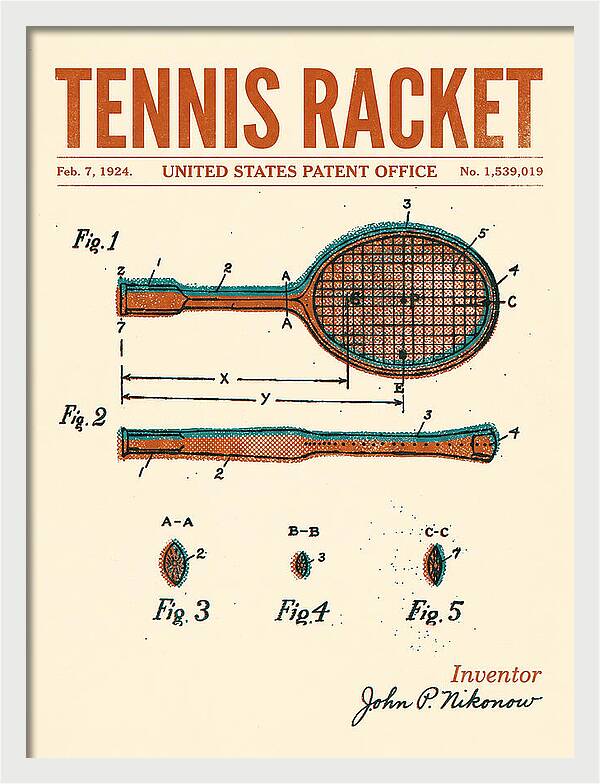 Tennis Racket Retro Patent Us1539019a