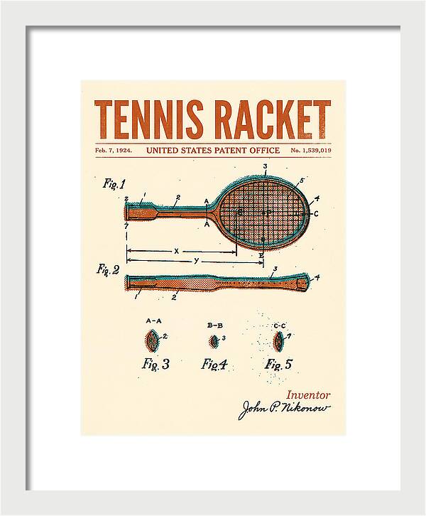 Tennis Racket Retro Patent Us1539019a