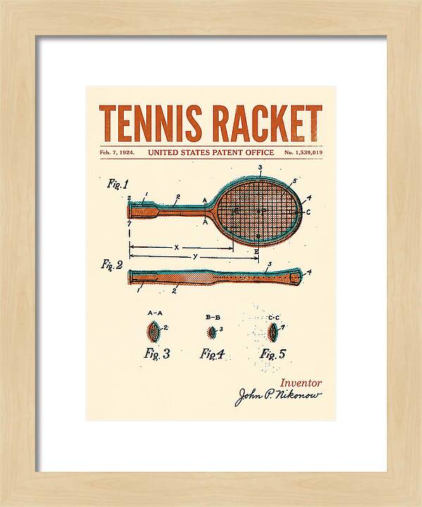 Tennis Racket Retro Patent Us1539019a