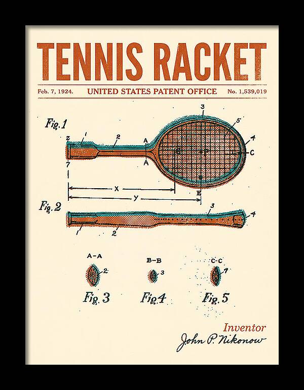 Tennis Racket Retro Patent Us1539019a