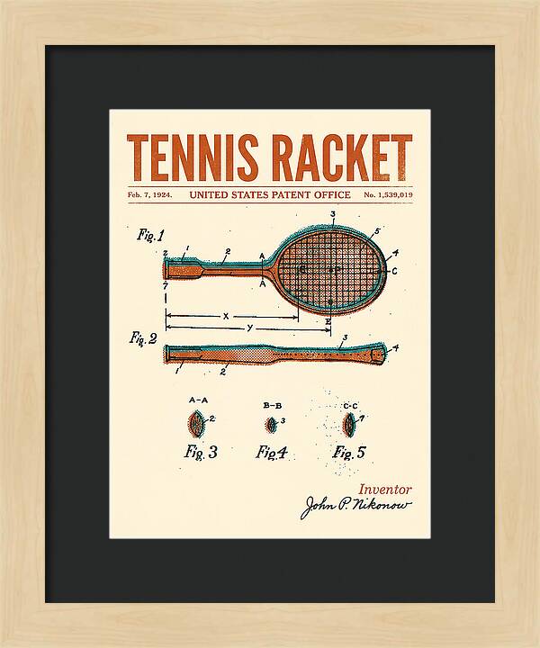 Tennis Racket Retro Patent Us1539019a