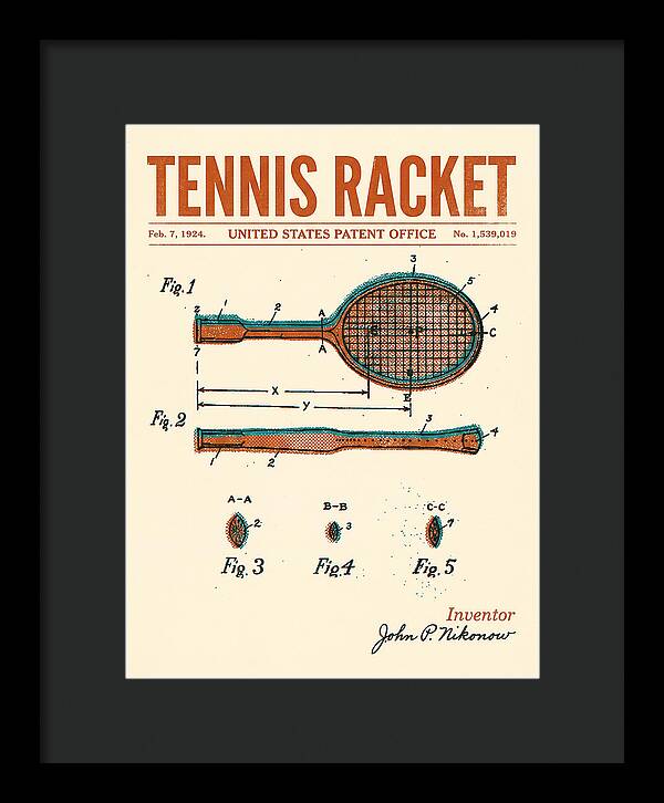 Tennis Racket Retro Patent Us1539019a