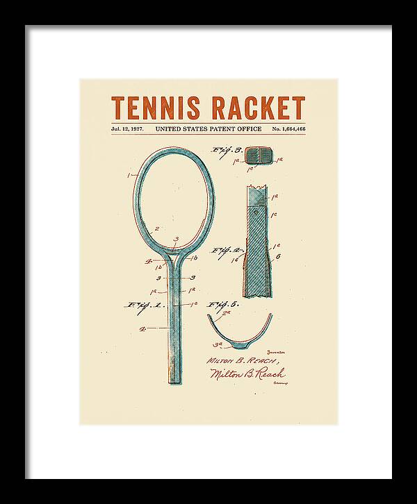 Tennis Racket Retro Patent Us1664466a
