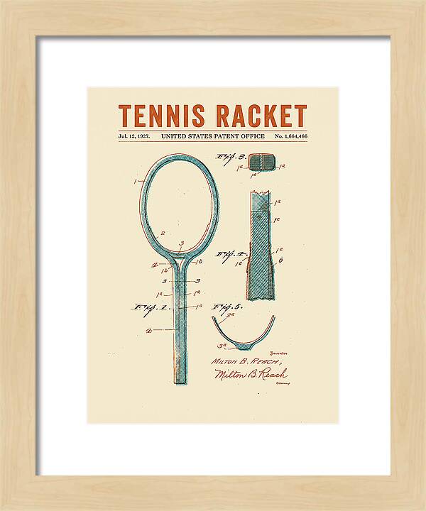 Tennis Racket Retro Patent Us1664466a