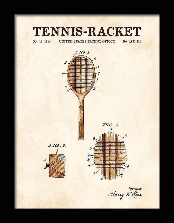 Tennis Racket Watercolor Patent Us1132214a
