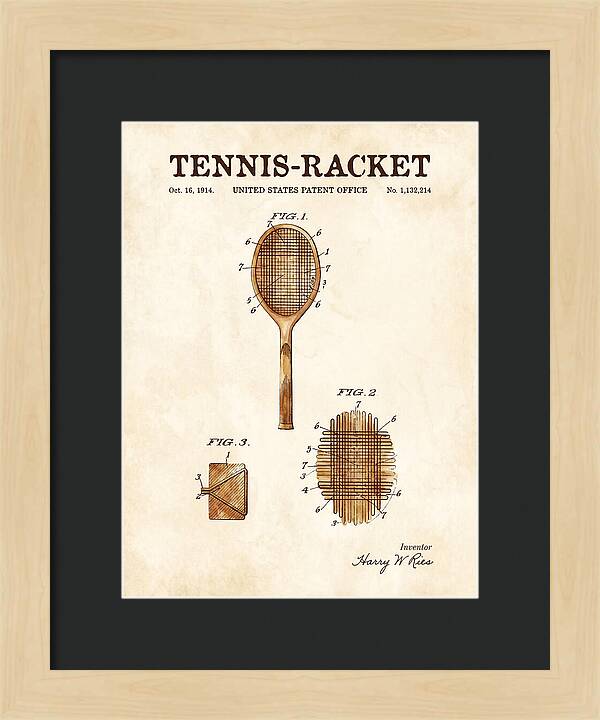 Tennis Racket Watercolor Patent Us1132214a