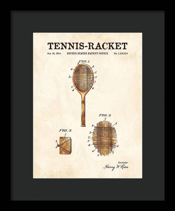 Tennis Racket Watercolor Patent Us1132214a