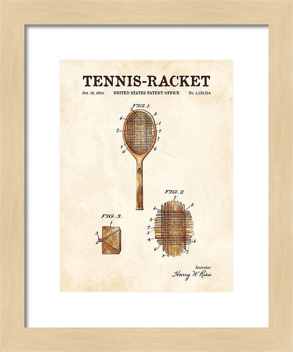 Tennis Racket Watercolor Patent Us1132214a