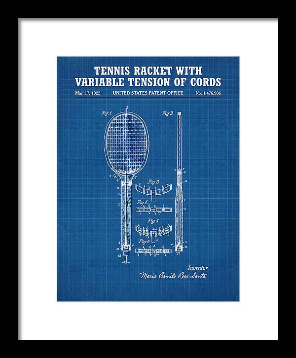 Tennis Racket With Variable Tension Of Cords Blueprint Patent Us1476906a