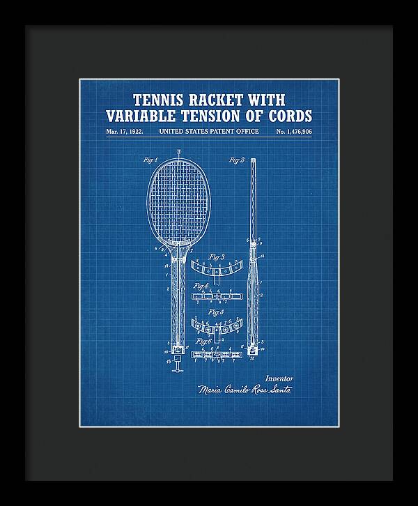 Tennis Racket With Variable Tension Of Cords Blueprint Patent Us1476906a