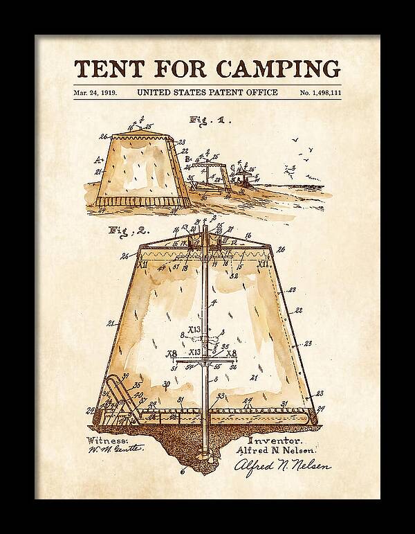 Tent For Camping Watercolor Patent Us1498111a