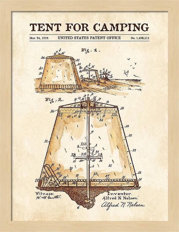 Tent For Camping Watercolor Patent Us1498111a