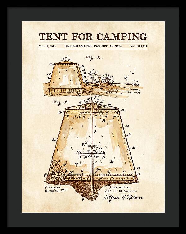 Tent For Camping Watercolor Patent Us1498111a