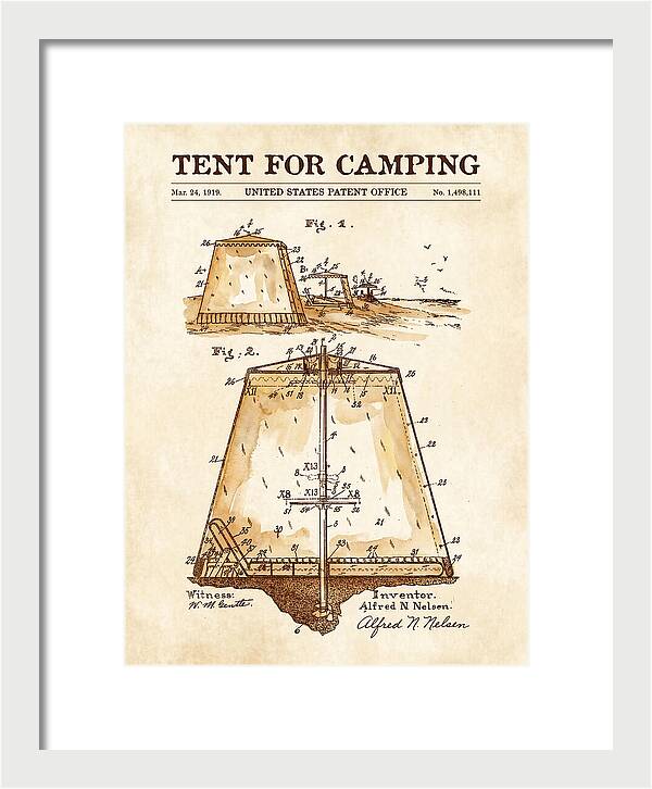 Tent For Camping Watercolor Patent Us1498111a