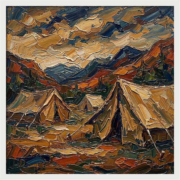 Tents Amidst Majestic Mountains