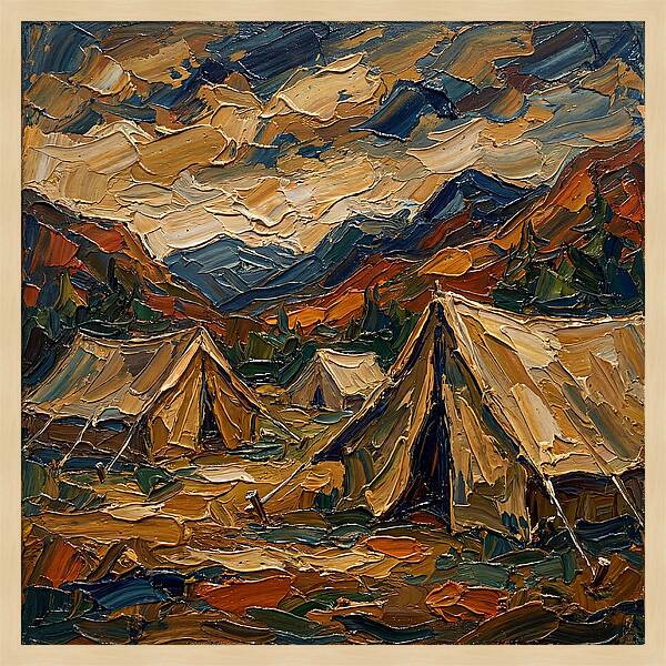 Tents Amidst Majestic Mountains