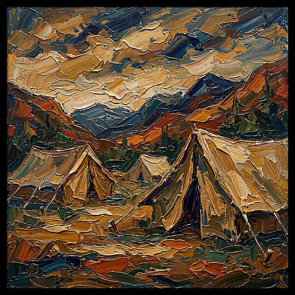 Tents Amidst Majestic Mountains