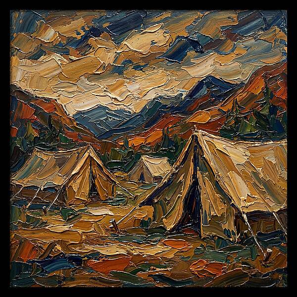 Tents Amidst Majestic Mountains
