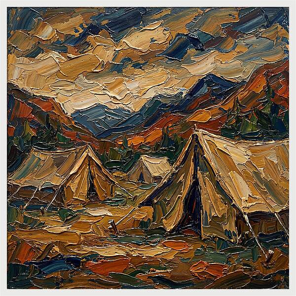 Tents Amidst Majestic Mountains