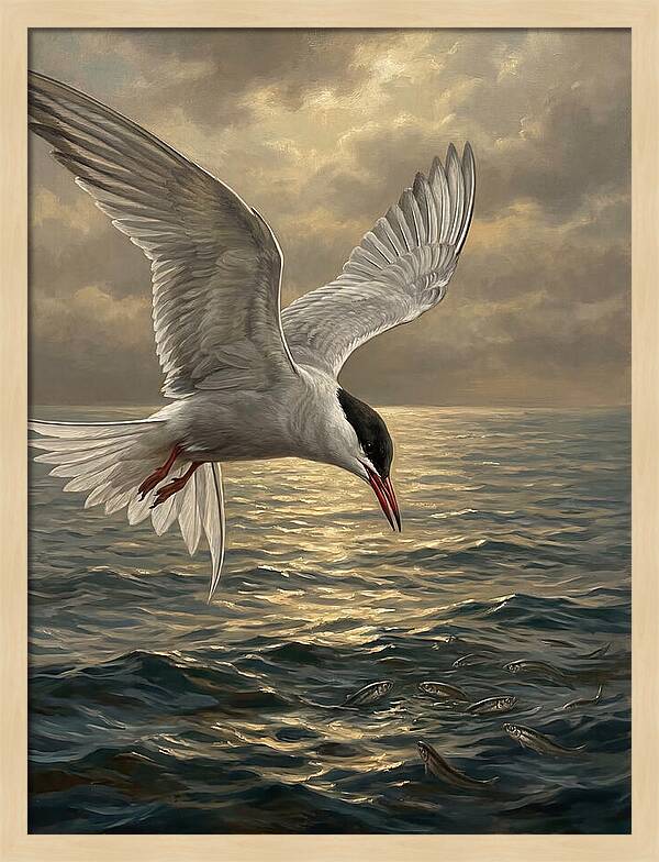 Tern Diving Into Water