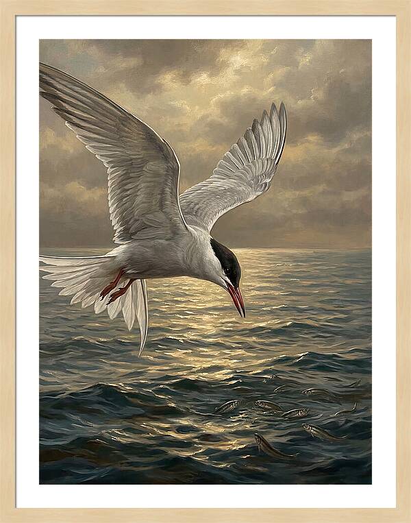 Tern Diving Into Water