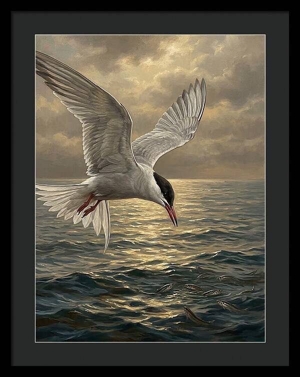 Tern Diving Into Water