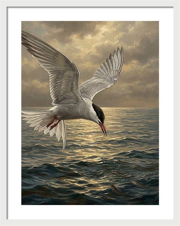 Tern Diving Into Water