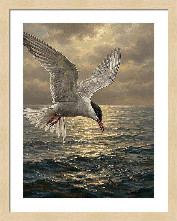 Tern Diving Into Water