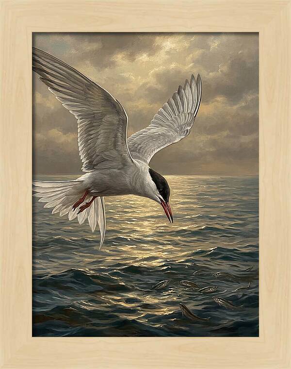 Tern Diving Into Water