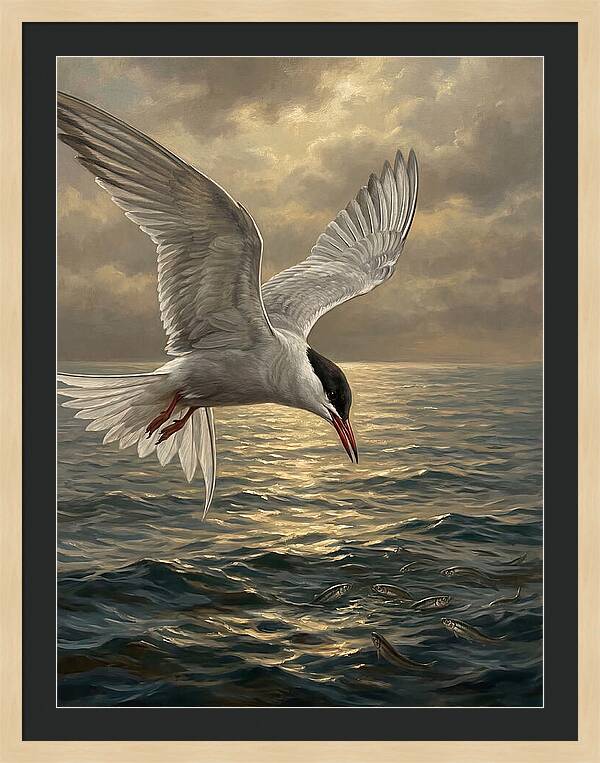 Tern Diving Into Water