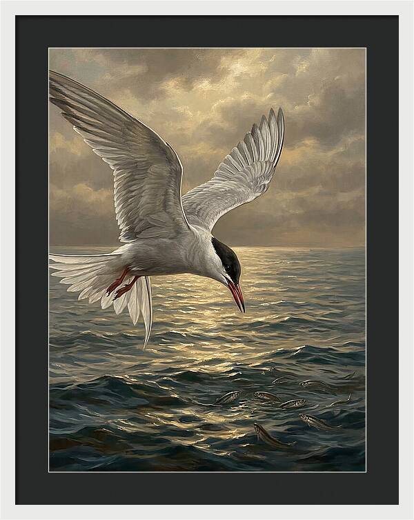 Tern Diving Into Water