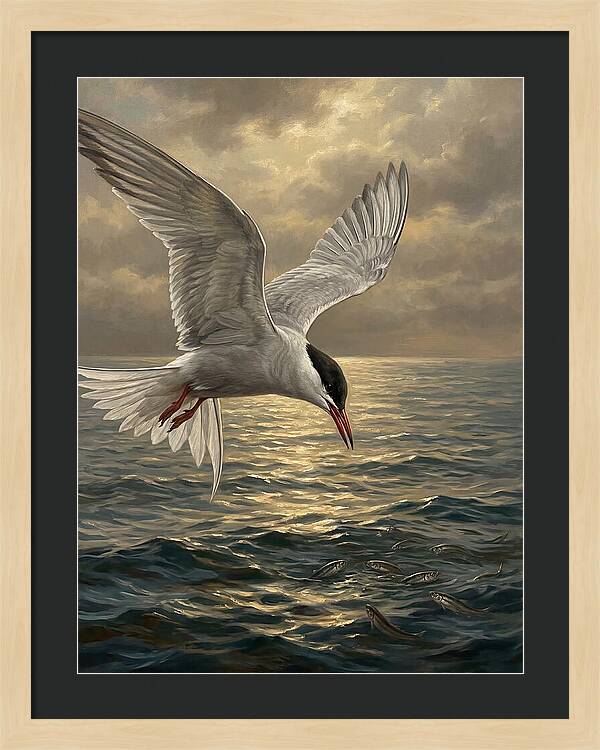 Tern Diving Into Water