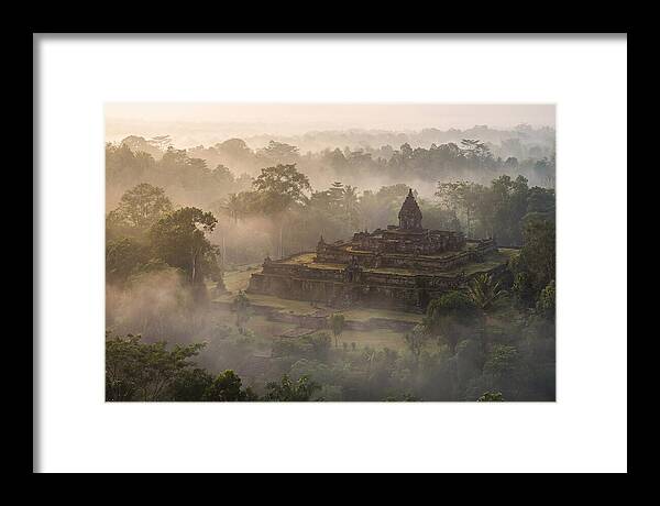Terraced Temple Complex Rising Through Mist