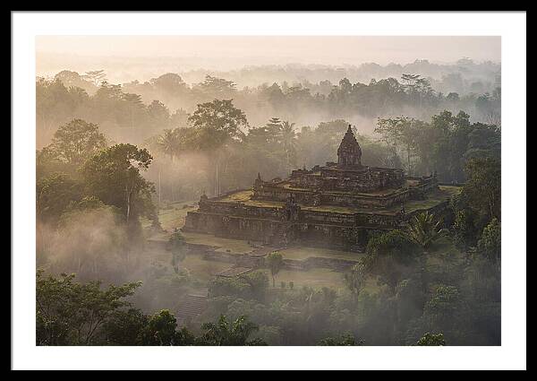 Terraced Temple Complex Rising Through Mist