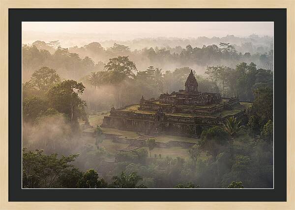 Terraced Temple Complex Rising Through Mist