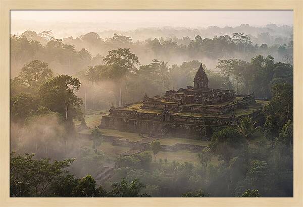 Terraced Temple Complex Rising Through Mist