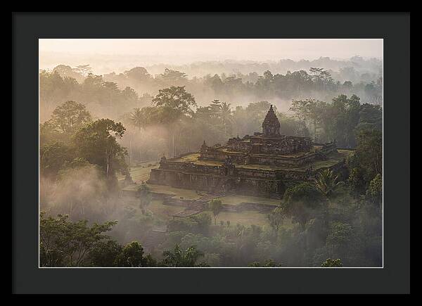 Terraced Temple Complex Rising Through Mist