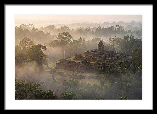Terraced Temple Complex Rising Through Mist