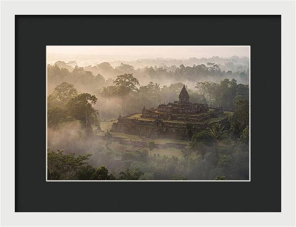 Terraced Temple Complex Rising Through Mist