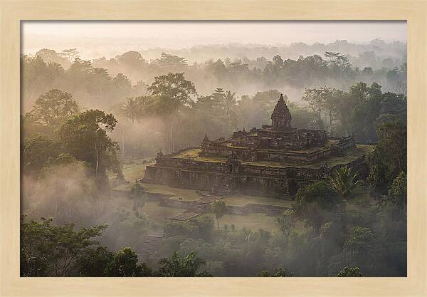Terraced Temple Complex Rising Through Mist