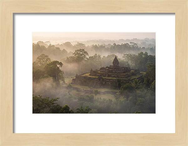 Terraced Temple Complex Rising Through Mist