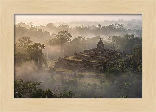 Terraced Temple Complex Rising Through Mist