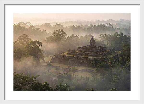 Terraced Temple Complex Rising Through Mist