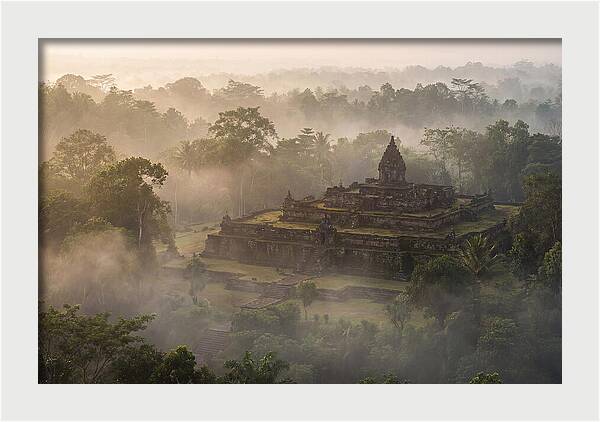 Terraced Temple Complex Rising Through Mist