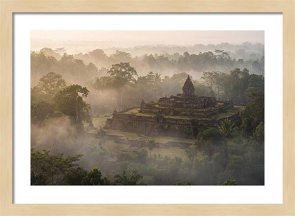 Terraced Temple Complex Rising Through Mist