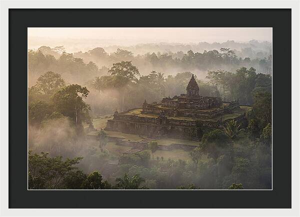 Terraced Temple Complex Rising Through Mist