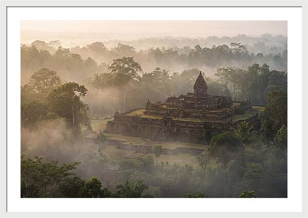 Terraced Temple Complex Rising Through Mist