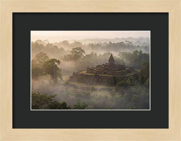 Terraced Temple Complex Rising Through Mist
