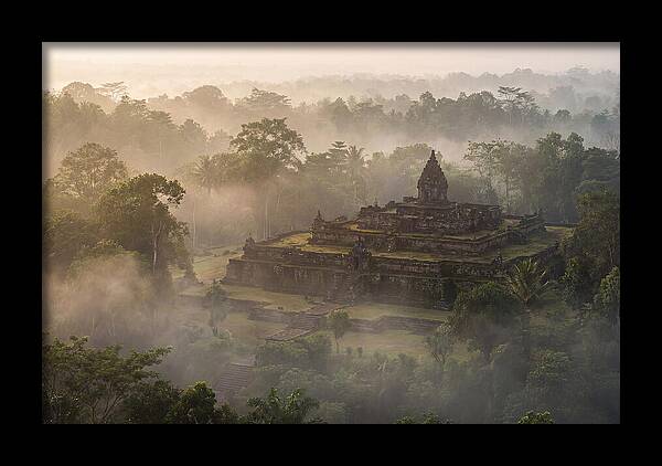Terraced Temple Complex Rising Through Mist