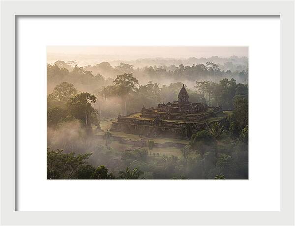 Terraced Temple Complex Rising Through Mist